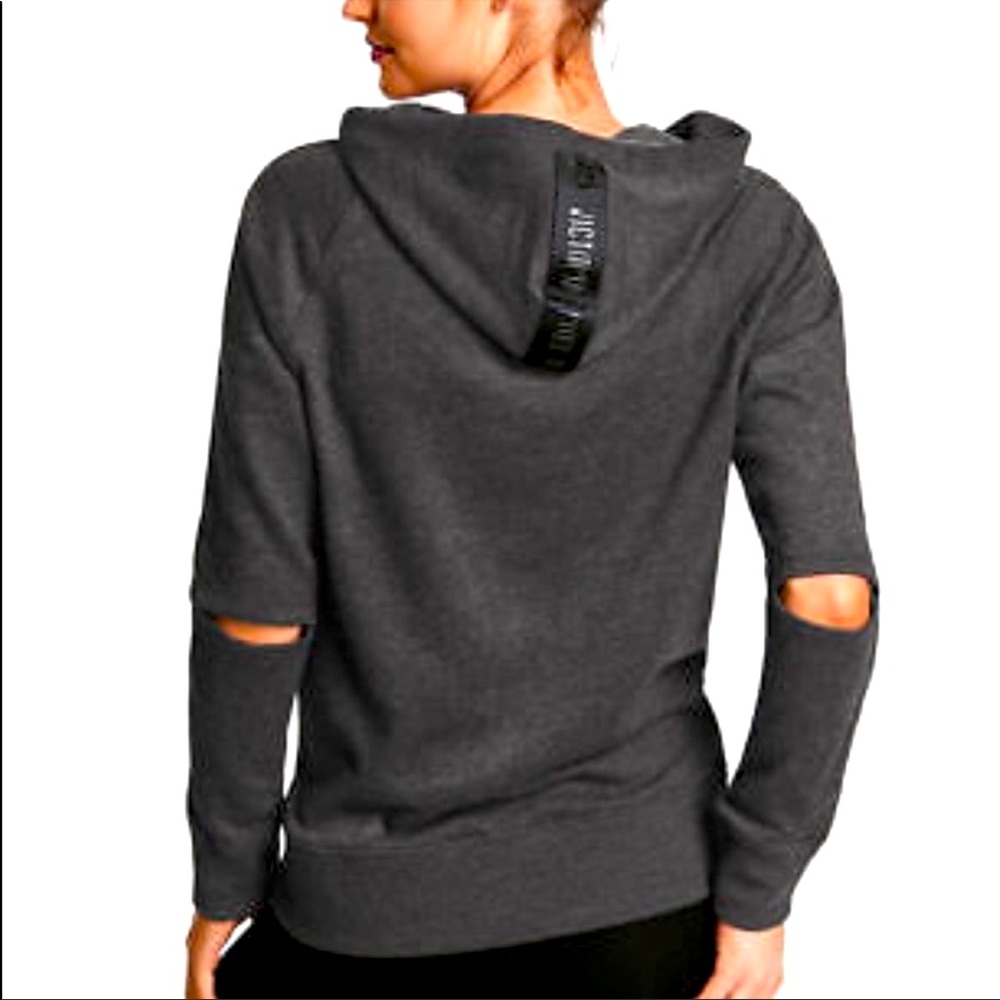 💕EUC💕Victoria’s Secret SPORT Elbow Slit Hoodie DARK GRAY COLOR